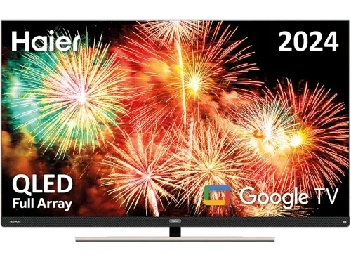 TV QLED 55" Haier S90 Series H55S900UX  Full Array Smart TV (Google TV) HDR 4K Altavoz Frontal Dolby Atmos-Vision Gaming 120Hz Plata