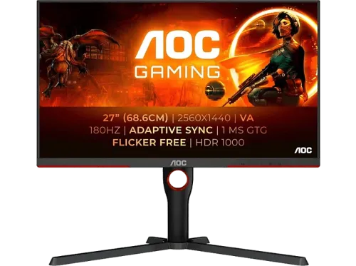 Monitor gaming AOC Q27G3XMN/BK 27" QHD 1 ms 180 Hz 2x HDMI 1x DisplayPorts Auriculares HDR Negro Rojo