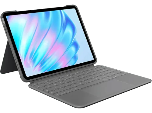 Funda con teclado Logitech Combo Touch para iPad Air 11 pulgadas Teclado extraíble Accesos directos 4 modos de uso Smart Connector Gris
