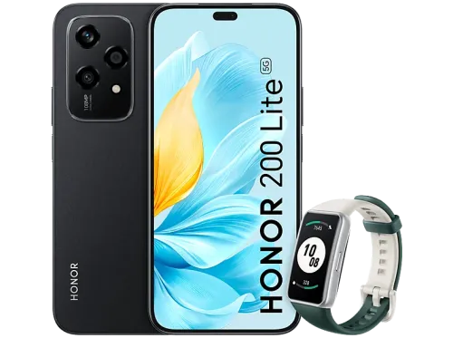 Móvil Honor 200 Lite 5G Midnight Black 256 GB 8 GB RAM 6.7" AMOLED Full HD+ 90Hz Mediatek Dimensity 6080 4500mAh Android + Reloj Honor Band 7