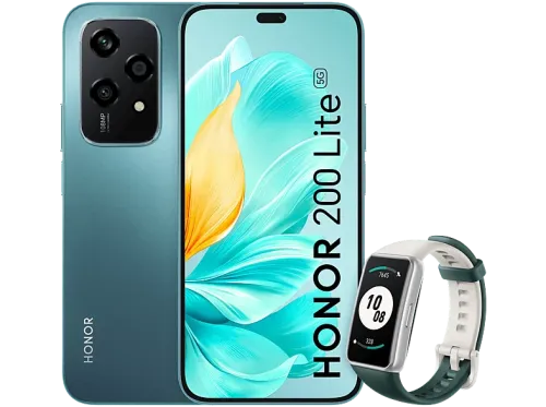 Móvil Honor 200 Lite 5G Cyan Lake 256 GB 8 GB RAM 6.7" AMOLED Full HD+ 90Hz Mediatek Dimensity 6080 4500mAh Android + Reloj Honor Band 7