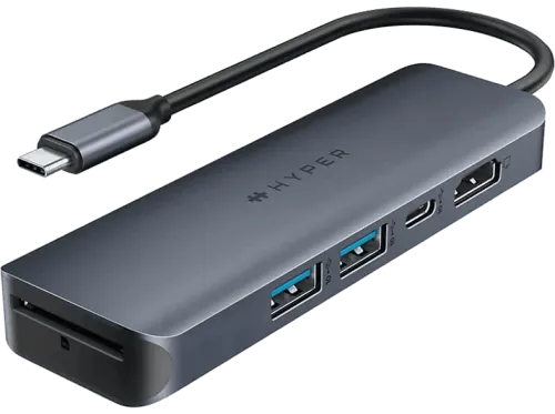 Hub USB/Concentrador Hyper HD4002GL 6 puertos USB-A USB-C HDMI 4K SD Gris