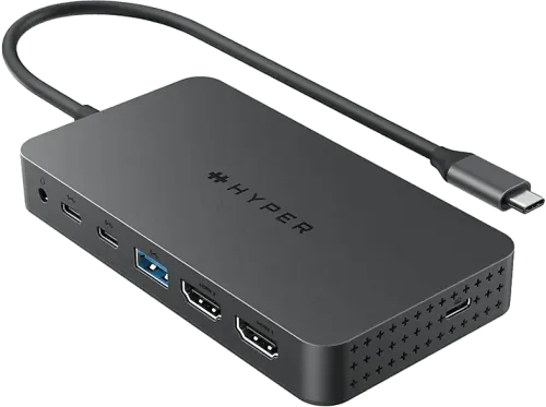 Hub USB/Concetrador Hyper Next Dual 7 puertos HDMI USB-C USB-A 100 W Gris