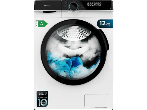Lavadora carga frontal Cecotec Bolero DressCode 121000 A 12 kg 1400 rpm Motor Inverter Plus Lavado con vapor White