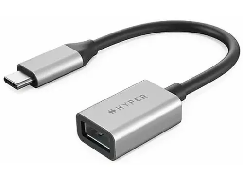 Adaptador USB Hyper Drive USB-C a USB-A, 10 Gbit/s Plata