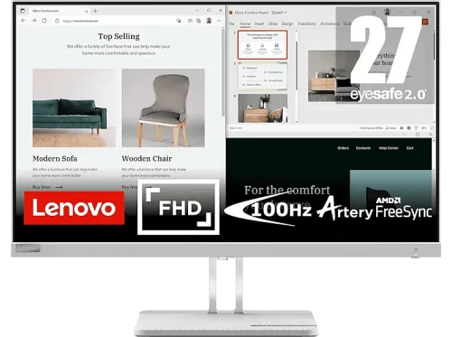 Monitor Lenovo L27E-40 27" FHD 4 ms 100 Hz HDMI VGA FreeSync Gris