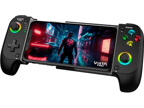 Gamepad Vieta Pro Proton Bluetooth Inalámbrico Ajustable hasta 18 cm Función Turbo Dual Vibration Baja latencia 8h autonomía Negro