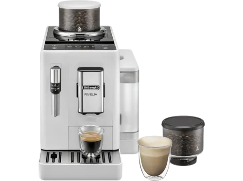 Cafetera superautomática De'Longhi Rivelia EXAM440.35.W Molinillo integrado Espumador leche Táctil 4 perfiles 8 recetas 19bar 1450W Blanco