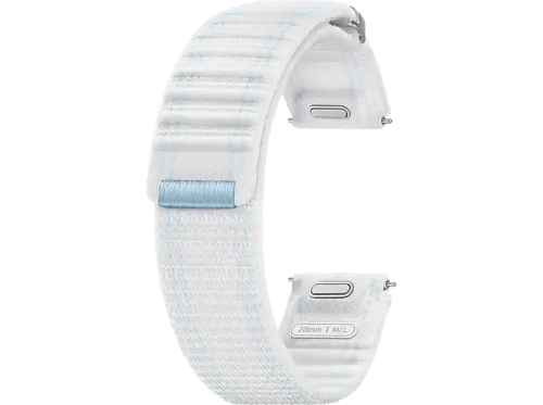 Correa Samsung Fabric Band Para Samsung Galaxy Watch7 Tela y Velcro Fácil ajuste Talla M/L Blanco y Azul