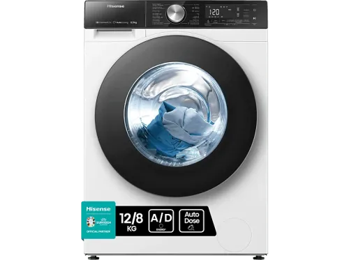 Lavadora secadora Hisense WD5S1245BW 12 kg/8 kg Motor Inverter WiFi 1400 rpm Autodosificacicón Blanco