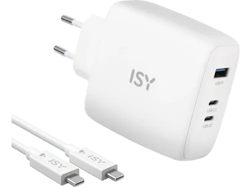 Cargador Isy IAC-5100-1 Universal 100W Cable 2m USB-A USB-C 3 Puertos Blanco
