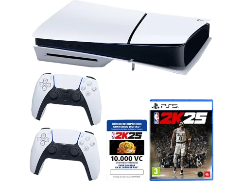 Consola Sony PlayStation 5 Slim Standard 1 TB SSD 4K 2 mandos Chasis D Blanco + Juego NBA 2K25 + Cupón 10.000 VC