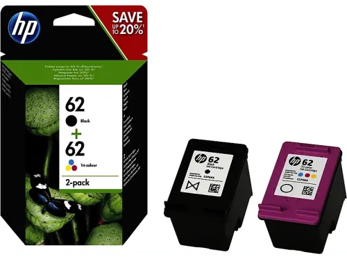 Cartucho de tinta HP 62 Combo 2 Pack Negro/Tricolor N9J71AE