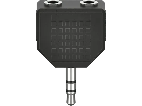 Adaptador  Hama 00205191 De conector Jack 3.5 mm a 2 enchufes Jack 3.5 mm Negro