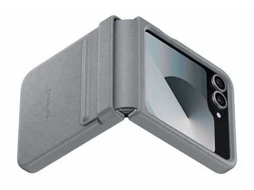 Funda Samsung Kindsuit Case Compatible con Samsung Galaxy Z Flip6 Cuero Vegano Gris