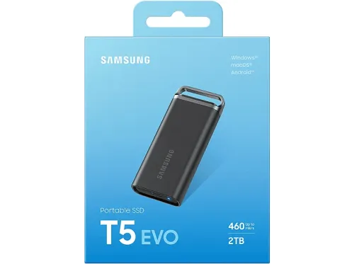 Disco duro SSD externo 2 TB Samsung T5 EVO USB 3.2 Gen 1 SSD 460 MB/s Negro
