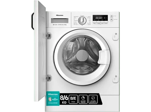 Lavadora secadora integrable Hisense WD3M841BWIES  8 kg /6 kg 19 programas Lavado Secado 1h Inverter Blanco