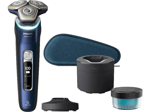 Afeitadora Philips S9900 S9980/54 Afeitadora eléctrica Seco y mojado Sensor de presión Base de limpieza Cortapatillas estuche de viaje Plata