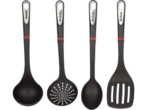 Set utensilios cocina Tefal Ingenio Premium K206S414 Cuchara Cuchara colador Espátula Cucharón Sin PBA Negro