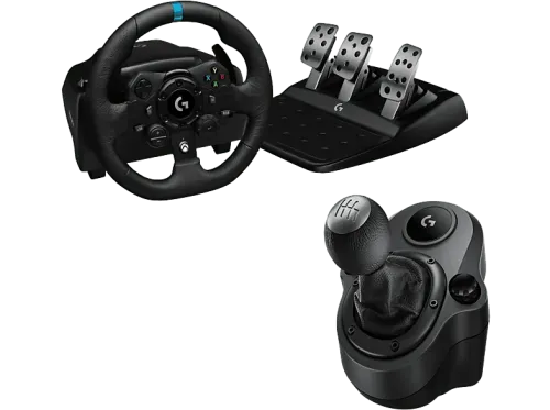 Volante Logitech G G923 + Palanca de cambios Force Shifter Force Feedback Trueforce XBOX-PC Pedales personalizables USB 6 velocidades Negro