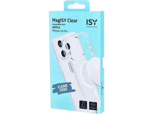 Funda Isy ISC 1116 Compatible con iPhone 16 Pro Resistente a Golpes Anillo Magnético Integrado Transparente