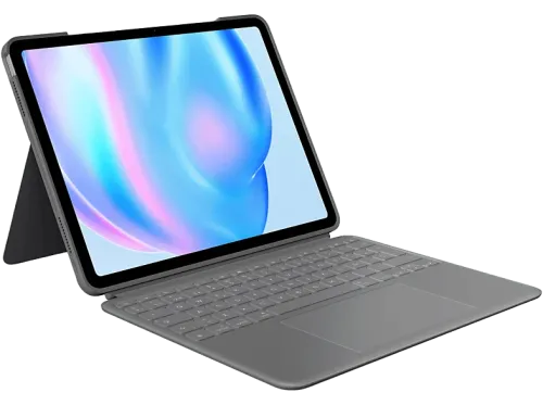 Funda con teclado Logitech Combo Touch iPad Air 13'' Retroiluminación Smart Connector Teclado extraíble Accesos directos 4 modos de uso Gris