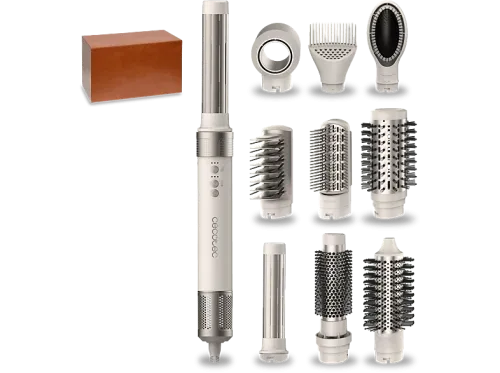 Moldeador Cecotec Bamba CeramicCare 10in1 AirGlam Champagne Multifunción 10 en 1 Tecnología Coanda 3 velocidades Motor digital 1400W Gold