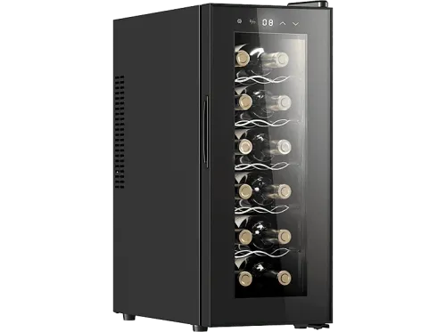 Vinoteca Cecotec Bolero GrandSommelier 1250 CoolCrystal Termoeléctrico Capacidad 12 botellas Temperatura regulable Luz LED interior Black