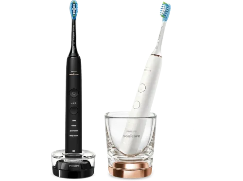 Cepillo eléctrico Philips DiamondClean 9000 HX9914/57 2 unidades Tecnología sónica Sensor de presión Temporizadores intuitivos Negro y oro rosa