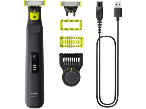 Barbero Philips One Blade Pro QP6542/15 maquinilla de afeitar cara y cuerpo cuchilla 360 uso en seco y mojado 14  longitudes autonomía 90 min