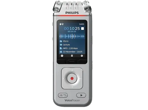 Grabadora de voz Philips DVT4115 8 GB 36h de Grabación 3 Micrófonos Plata