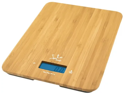 Balanza de cocina Jata MOD. 720 Peso máximo 15 kg Pantalla LCD Función temporizador Bambú