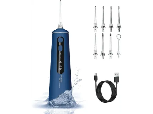Irrigador Aquapik Ultra Care Travel 4 Niveles de Intensidad 30 a 130 PSI Carga rápida de 4 horas Azul