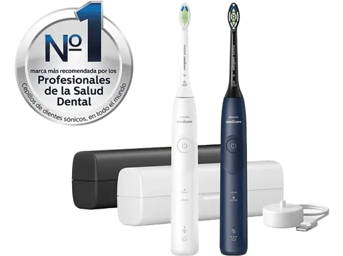 Cepillo eléctrico Philips Sonicare 5500 HX7119/01 2 Unidades Tecnología sónica Sensor de presión Temporizadores intuitivos Blanco y azul marino