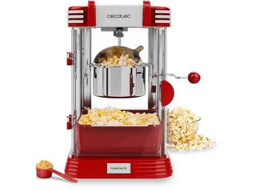 Palomitero Cecotec Fun&Taste P’Corn Classic 300 W Palomitas dulces o saladas Olla antiadherente Capacidad 500 ml Diseño retro Red