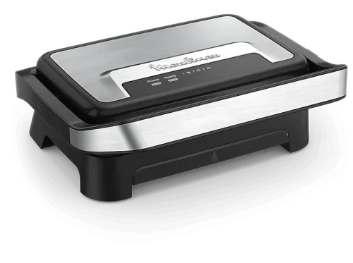 Grill Moulinex Inicio Compact GI270D 2 en 1 Grill & sandwichera 2 raciones Antiadherente 1000 W Bandeja de goteo extraíble Acero Inoxidable