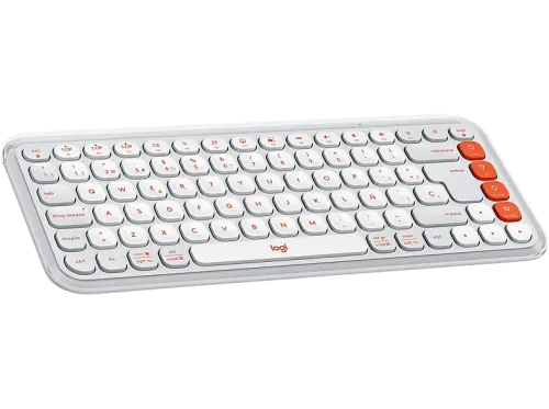Teclado Logitech Pop Icon Keys Inalámbrico Bluetooth Teclas personalizables Easy-Switch hasta 3 dispositivos PC/Mac 3 años de batería Blanco