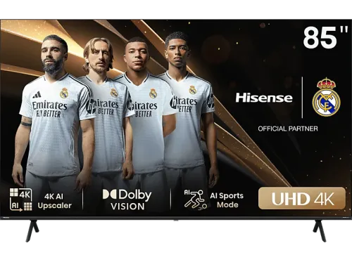 TV LED 85" Hisense 85A6N UHD 4K Smart TV HDR 10+ Dolby Vision Control por Voz Modo Juego IA Negro