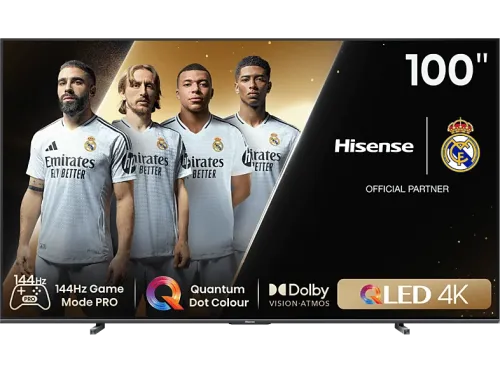 TV QLED 100" Hisense 100E7NQ Pro UHD 4K Game Bar 144Hz Dolby Vision IQ Dolby Atmos Subwoofer IA Negro