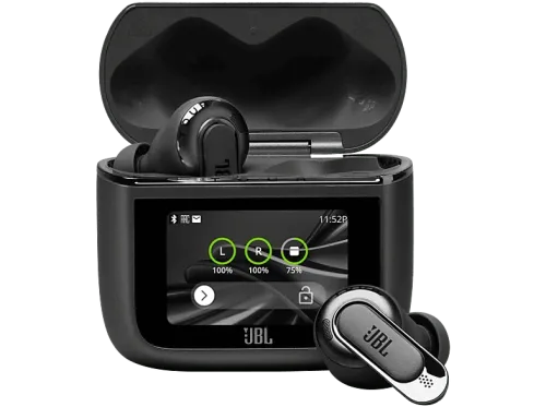 Auriculares True Wireless JBL Tour Pro 3 Sonido espacial 360 Cancelación de ruido adaptativa 40 h Estuche con pantalla asistente de voz Negro