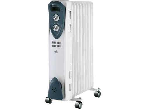 Radiador OK ORO 1122524 ES 2000 W 3 niveles de calor 9 elementos Termostato regulable Display LED Blanco