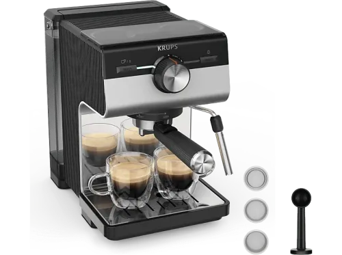 Cafetera express Krups XP384E Authentic 15 bares Depósito 2 L Boquilla de acero inoxidable Cápsulas ESE Inox