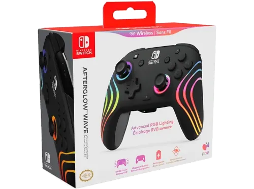 Mando PDP Afterglow Wave Wired Con cable Iluminación RGB Para Nintendo Switch Negro