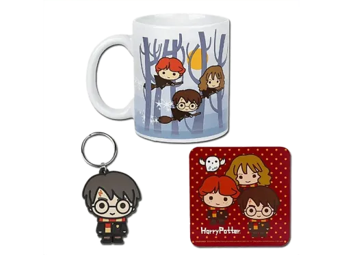 Pack Merchandising Sherwood Harry Potter Taza de cerámica Llavero de goma y Posavasos de corcho