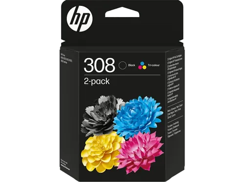 Cartucho de tinta HP Paquete de 2 Cartuchos de Tinta Original HP 308 Planet Partners Certificación UL ECOLOGO®  Negro y Tricolor