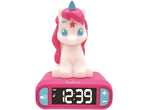 Despertador Lexibook Unicornio Pantalla LCD Retroiluminada 6 Tonos Rosa