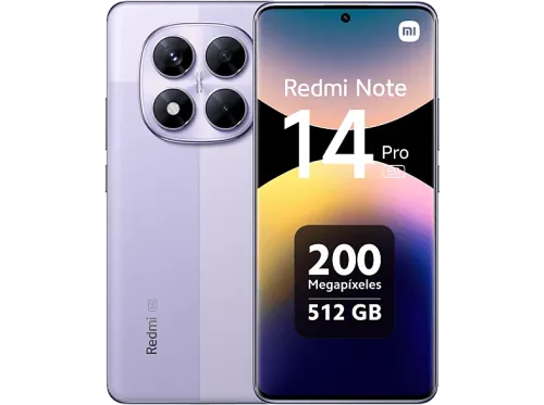 Móvil Xiaomi Redmi Note 14 Pro 5G Morado lavanda 512 GB 12 GB RAM 6.67" AMOLED 1.5K MediaTek Dimensity 7300-Ultra 5110 mAh