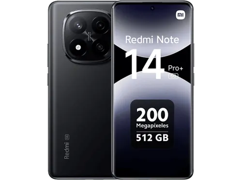 Móvil Xiaomi Redmi Note 14 Pro+ 5G Negro medianoche 512 GB 12 GB RAM 6.67" AMOLED 1.5K Snapdragon 7s Gen 3. 5110 mAh