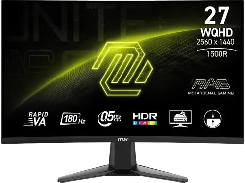 Monitor gaming MSI MAG 27CQ6F Curvo 27" WQHD 0.5 ms 180 Hz HDR Ready Panel Rapid VA Negro