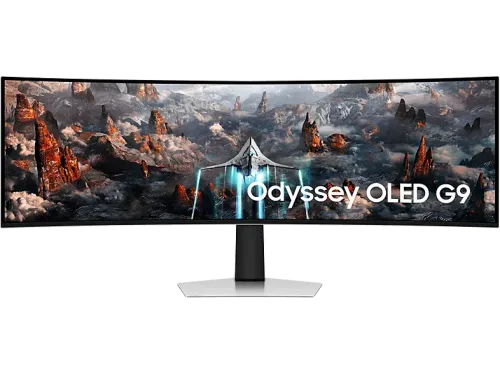 Monitor gaming Samsung Odyssey G9 LS49DG910SUXEN 49" DQHD 144 Hz 0.03 ms OLED Curvo Altura ajustable Plata